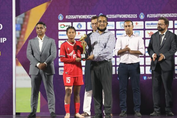 पुर्णिमा राई। Poornima Rai, SAFF U20 Championship 2025, Nepal Women's Football, SAFF Top Scorer, Nepal vs Bangladesh, Sagarika, Nepali Women Footballer