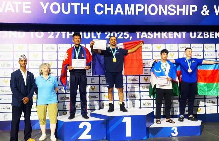 Nepal, Basil Toyana, World Youth Savate Championship, Silver Medal, Sports News Nepal, Nepal Martial Arts, Savate Nepal, International Sports Achievement