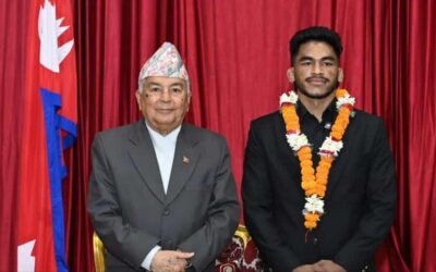 राष्ट्रपति रामचन्द्र पौडेल, रविन्द्र ढाँट सम्मान, एमएमए नेपाल, बझाङको बाघ, नेपाली खेलाडी, Matrix Fighter Night, खेलाडीको भविष्य, शीतल निवास सम्मान, नेपाल खेल समाचार, राष्ट्रपतिको सन्देश खेलकुद
