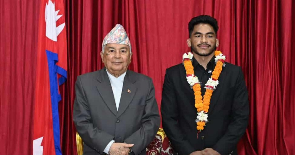 राष्ट्रपति रामचन्द्र पौडेल, रविन्द्र ढाँट सम्मान, एमएमए नेपाल, बझाङको बाघ, नेपाली खेलाडी, Matrix Fighter Night, खेलाडीको भविष्य, शीतल निवास सम्मान, नेपाल खेल समाचार, राष्ट्रपतिको सन्देश खेलकुद