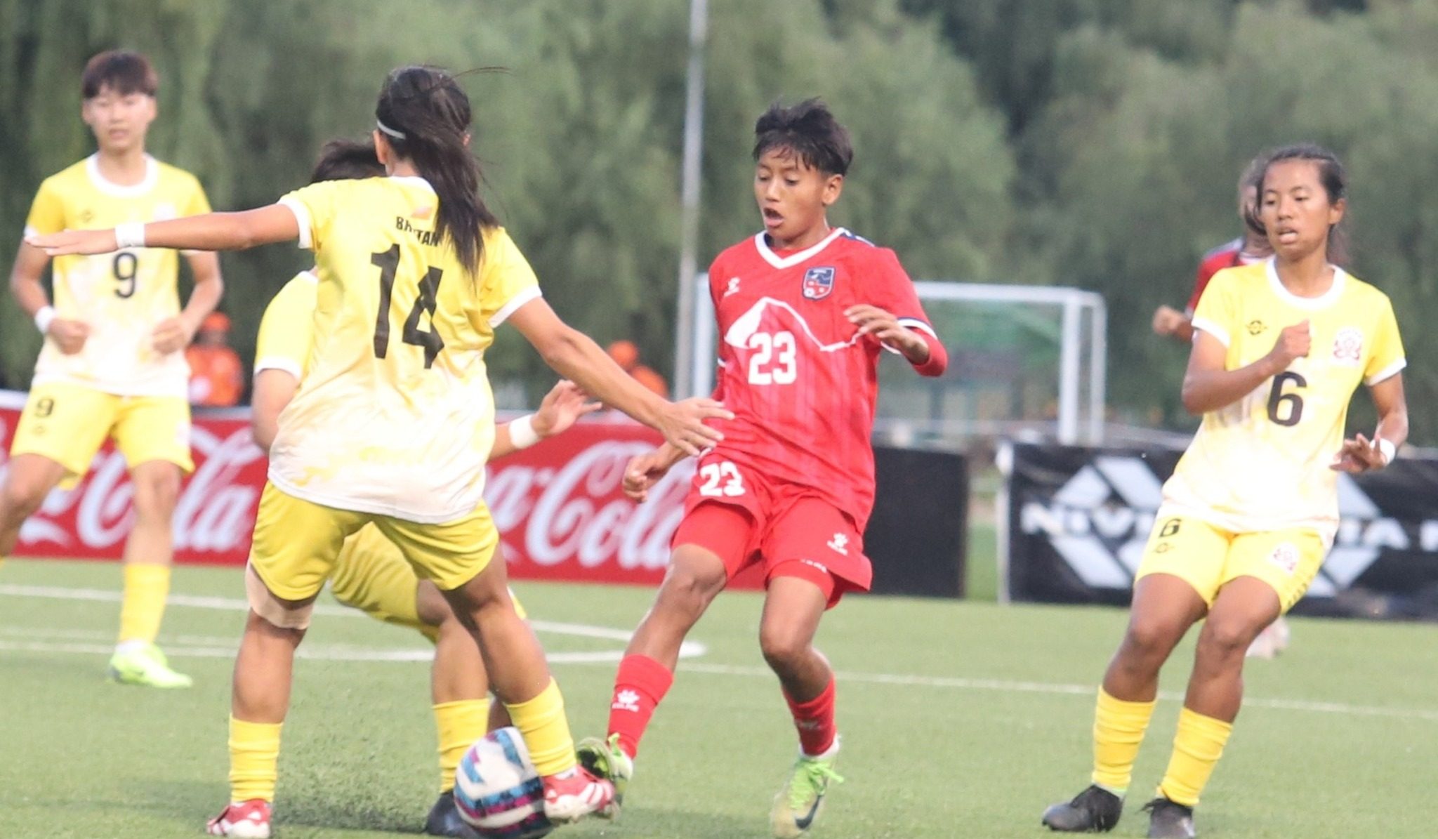 नेपाल महिला फुटबल, U-20 महिला एसियन कप, नेपाल बनाम भुटान, सेनु परियार गोल, नेपाली महिला टिम, Nepal vs Bhutan U20, Nepal football news, AFC qualifiers