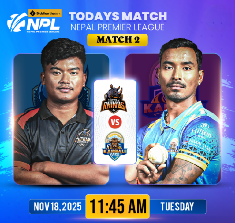 एनपीएल २०८२, नेपाल प्रिमियर लिग, चितवन राइनोज, कर्णाली याक्स, विराटनगर किंग्स, पोखरा एभेन्जर्स, क्रिकेट नेपाल, लाइभ अपडेट